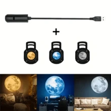 USB供电LED星空投影灯，3/6/10颗可更换行星投影仪，360°旋转，便携式，带天花板照片背景装饰，适用于卧室、客厅及小型夜灯。 - USB - 查看 14