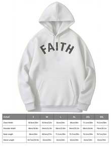 Men's Faith Over Fear Graphic Pullover Hoodie, DoubleSided Print, Premium Cotton Blend, Long Sleeve Sweatshirt, Comfortable & Stylish, Ideal For Casual Wear  Available Now! - 白色 - 查看 6