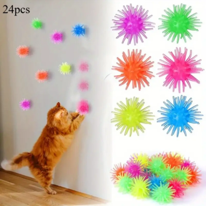 Random Color Self-Entertaining Cat Toy Balls Automatic Rolling, Durable Bouncing Balls For Indoor Kittens Stress Relief & Exercise, Interactive Play Balls Colorful Balls Wall Climbing Toys,Cat Ball Toy, Playful Design, Feline Enrichment, Fun Pet Accessory, Sturdy Construction, Pet Lovers