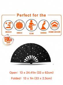 1 件手扇，闪亮纯色折叠扇。可折叠手扇，- 狂欢扇 - 优质面料大折叠扇，排舞，太极舞扇，尼龙布复古面料扇，舞台表演折叠扇，DIY 涂鸦纯色扇，适合男士/女士，节日，舞蹈，礼物