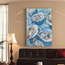 Framed Blue Oyster Print Coastal Beach Posters Oyster Canvas Wall Art Pastel Shell Pictures Watercolor Oyster Art Shell Watercolor Print Abstract Seashell Wall Art... - Đã đóng khung - Xem 2