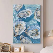 Framed Blue Oyster Print Coastal Beach Posters Oyster Canvas Wall Art Pastel Shell Pictures Watercolor Oyster Art Shell Watercolor Print Abstract Seashell Wall Art... - Đã đóng khung - Xem 4