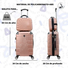 JONY Maleta Más Neceser de 20 Pulgadas Con Candado Fijo De Combinación y 4 Llantas 360° - Rosa Oxidada - Ver 3