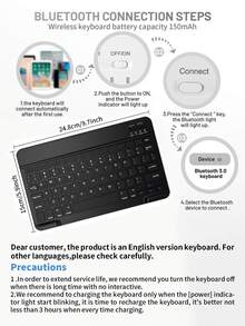 Detachable Wireless Bluetooth Keyboard (150mAh) With Pen Slot Protective Case Compatible With Samsung Galaxy Tab, Pad SE (Shiny Black) - Black - View 8