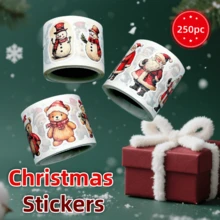 250 Rolls Of Santa Claus, Snowman, And Teddy Bear Stickers For Gift Wrapping, Cards, Envelopes, And Party Supplies (Christmas Tree 3) Christmas Christmas Decorations Christmas Pajamas Christmas Gifts Christmas Decor