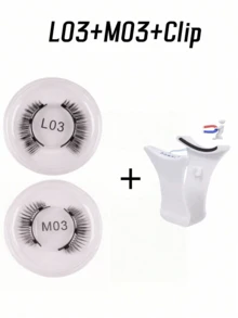 2 对磁性睫毛可重复使用无需胶水睫毛猫眼自然睫毛簇套装易于佩戴和取下，节日睫毛，狂欢妆容，闪光睫毛，磁性睫毛，狂欢派对配件条状睫毛，睫毛，睫毛，假睫毛 - 黑與白 - 查看 10