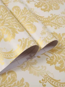 1 Roll Gold European Style Self-Adhesive Wallpaper, PVC Peel And Stick Wallpaper, Thick Waterproof Easy To Apply And Remove, Suitable For Bedroom, Living Room, Ceiling, Countertop, Cabinet, Furniture And Home Renovation, Easy To Cut And Install - Multicolor - View 4