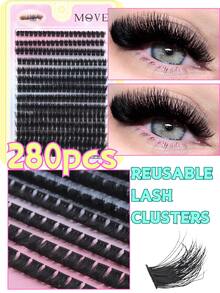 14ROWS 280PCS False Eyelashes 80D Russian Volume DD Curl 8-16mm Big Voluminous, 3D Effect Individual Lash Clusters Ultra Fluffy&Ultra Thick&Halloween Dramatic&DIY, Vegan&Cruelty-Free Lash Clusters -For Daily Life&Wedding&Stage&Travel&Music Festival&Party, Loved For Christmas&Halloween&Gifts, For Women
