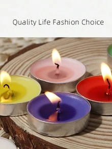 50pcs/10pcs Round Mini Aluminum Shell Butter Tea Wax Theme Holiday Decoration Proposal Candle Decoration, Hotel Tea Brewing Insulation Small Candle Multi-Color Round Tea Candle, Romantic Handmade Candle, Wedding Party Home Decoration Gift