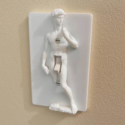 웃긴 조명 스위치, 미켈란젤로의 다비드상, 창의적이고 유머러스한 조명 스위치 패널, 3D 조각 조명 스위치 패널, 장식용 조명 스위치
