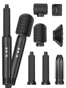 UKLISS Modelador de Ar Quente Automático 7 em 1 - Secador de Cabelo de Alta Velocidade com Motor Sem Escovas 110K RPM | Cachos e Alisamento de Qualidade de Salão, Conjunto de Presentes Essenciais para o Verão e o Prime Day, Pronto para Viagem para Todos os Tipos de Cabelo (Preto)