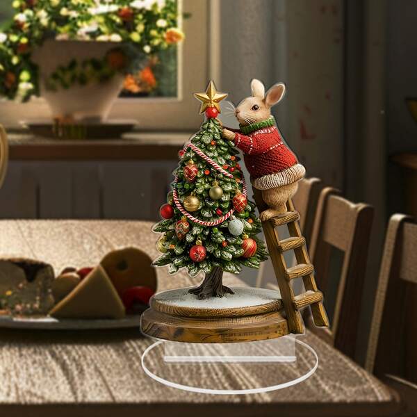 ديكور طاولة عيد الميلاد من الأكريليك بمقاس 18.01 سم * 11.99 سم - مثالي للغرفة والمقهى وغرفة المعيشة والمساحات الخارجية، هدية مثالية للأصدقاء