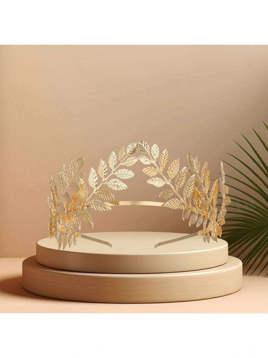 1 Băng đô lá cô dâu, Phụ kiện tóc cô dâu lá vàng, Vương miện đội đầu thích hợp cho tiệc cưới