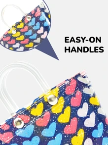 女孩可爱爱心雨靴带手柄防水防滑舒适耐磨时尚四季雨靴适合户外旅行