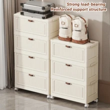 4/5/6-Tier Layer Folding Storage Cabinet,Multi-Purpose Storage,Folds Flat For Storage,Foldable Kitchen Pantry Organizer With Flip Doors ,Multi-Layer Plastic Storage Cabinet, Home Furniture,Space-Saving Home Storage Cabinet, Multi-Use For Bedroom, Bathroom, Dorm & Rental, Easy To Assemble Foldable Storage Cabinets , Suitable For Bathroom, Home, Office, Dorm, Bedroom Organizer Storage - Multicolor - View 5