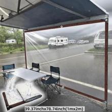 1pc Waterproof Cloth, Rainproof Tarp For RV Awning, Caravan Side Canopy, Windproof And Snowproof, Suitable For RV, Balcony, Yard, Outdoor Camping, Windbreak And Rainproof - Transparent - View 17
