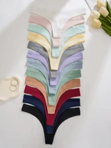 Kit 10 Calcinhas Fio Dental de Algodão Canelado