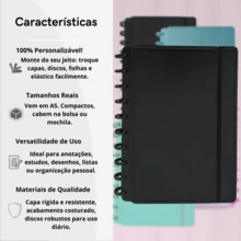 A5 Smart Notebook With Removable Discs – 80 Sheets For Studies, Drawings, Notepad, Planner, Diary, ETC. - 黑色 - 查看 2