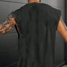 Men's Plain Tank Top New Arrival Comfortable Premium Cotton Gym Top Lightweight Durable - màu đen - Xem 2