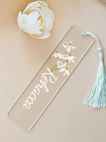 1 pieza Marcapáginas de acrílico transparente con nombre personalizado con 23 estilos - Accesorio de libro hecho a mano con flores personalizadas, regalo único para lectores - Para amantes de los libros - Regalo de Navidad - Regalo perfecto para mamá - Multicolor - Ver 3