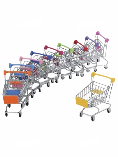 1 件迷你购物车、迷你超市收纳工具装饰、迷你购物车文件存储桌面装饰、圣诞节和万圣节礼物