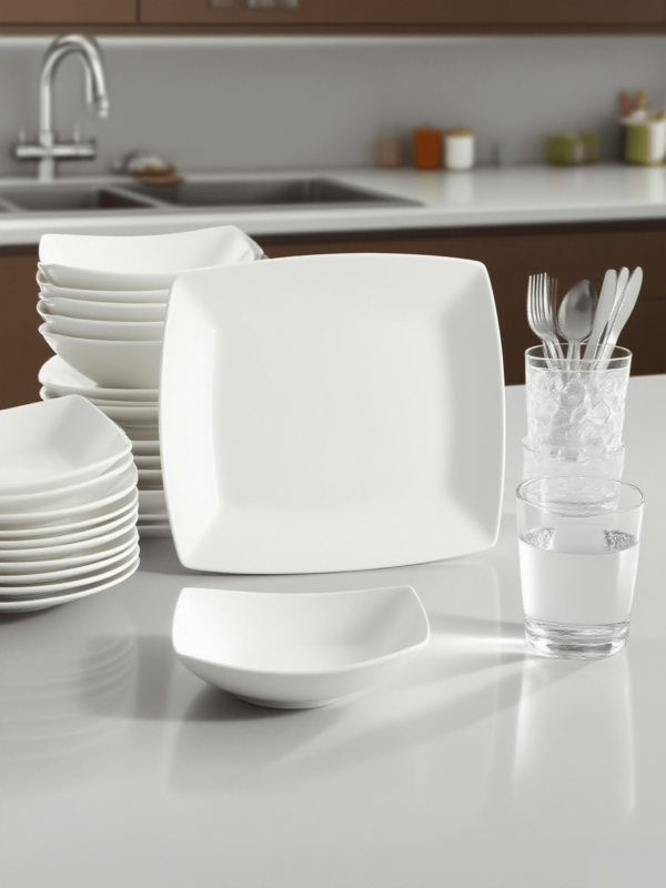 ‌12-Piece Square Dinnerware Set - Modern Everyday White Plates & Bowls (Service For 4) - Versatile Tableware For Casual & Formal Dining - Hosting Enthusiasts