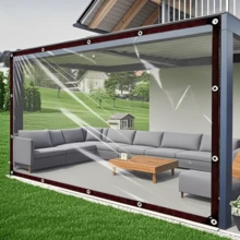 1pc Waterproof Cloth, Rainproof Tarp For RV Awning, Caravan Side Canopy, Windproof And Snowproof, Suitable For RV, Balcony, Yard, Outdoor Camping, Windbreak And Rainproof - Transparent - View 8