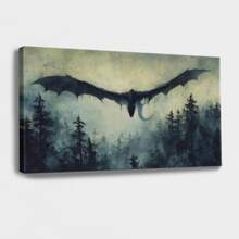 1pc Framed Wrapped Canvas Wall Art Vintage Print Black Dragon Soaring Through Cloudy Sky Canvas Classic Oil Painting Art Home Decor For Living Room, Bedroom, Office - Khung bọc - Xem 1