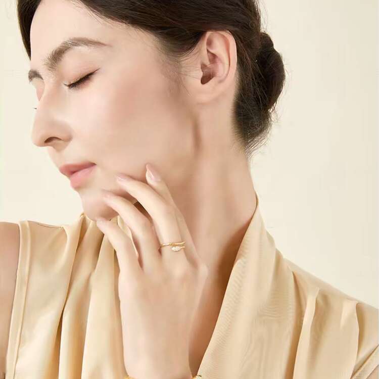 1pc Fashion Cubic Zirconia Snake Gold-Tone Adjustable Ring, S925 Sterling Silver Snake Design Gold Open Ring, Suitable For Daily Wear, With Certificate - 銀色 - 查看 5