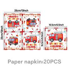 50Pcs Fire Truck Birthday Party Tableware Set With Happy Birthday Banner - Disposable 7/9" Plates & 9oz Cups For Kids'Party Decor - Multicolor - View 13