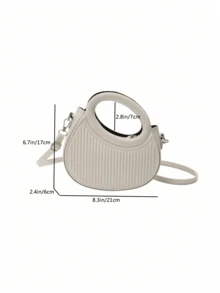 Fashionable Classic Niche Design Gentle Women's Commuting Date Single Shoulder Crossbody Bag Striped Embossed Handbag Fashionable Round Crossbody Bag Women's Double Handle Novel Wallet - trắng - Xem 5