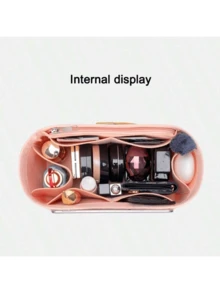 Bag Organizer Felt Purse Insert Women's Makeup Storage Tote Divider Cosmetic Shaper Back To School Supplies Back To School Essentials - Beige - View 4