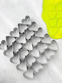 25 件梅花 & 心 & 鱼形不锈钢饼干模具，DIY 迷你饼干手工饼干翻糖模具