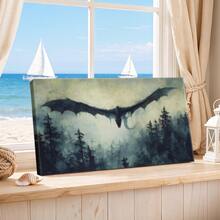 1pc Framed Wrapped Canvas Wall Art Vintage Print Black Dragon Soaring Through Cloudy Sky Canvas Classic Oil Painting Art Home Decor For Living Room, Bedroom, Office - Khung bọc - Xem 6