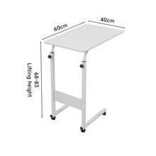 Height Adjustable Mobile Over Bed Table Hospital Overbed Aid Chair Laptop Tray Adjustable Table Student Computer Desk Portable Home Office Furniture For Small Spaces, Bedroom, Bedside - Movable With Storage - White - View 3