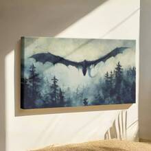 1pc Framed Wrapped Canvas Wall Art Vintage Print Black Dragon Soaring Through Cloudy Sky Canvas Classic Oil Painting Art Home Decor For Living Room, Bedroom, Office - Khung bọc - Xem 3