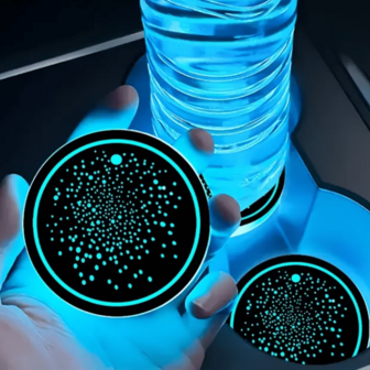 EIGIIS 1pc LED Neon Car Coasters, LED Interior Decoration Lights, USB Charging Cup Mat, LED Atmosphere Decorative Light For Car Interior Accessories, Bar, Home Decor