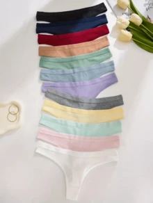 Kit 10 Calcinhas Fio Dental de Algodão Canelado