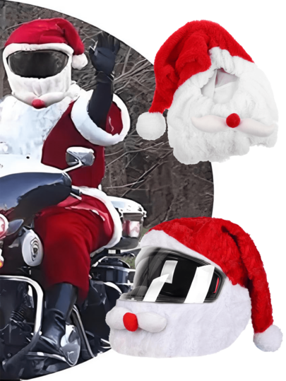 1/2pcs Christmas Santa Motorcycle Helmet Cover,Nativity Helmet Cover Santa Claus XmAs Hat Decoration Accessories For Fun Rides And Gifts(Helmet Not Included)