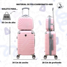 JONY Maleta Más Neceser de 20 Pulgadas Con Candado Fijo De Combinación y 4 Llantas 360° - Rosa Pálido - Ver 3