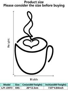 1PC Metal Coffee Cup Decor, Minimalist Line - Art Design, Adds Cozy Vibes. Perfect For Kitchen, Cafe, Office, Home Decor. Christmas Decorations Room Decor Christmas