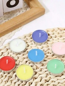 50pcs/10pcs Round Mini Aluminum Shell Butter Tea Wax Theme Holiday Decoration Proposal Candle Decoration, Hotel Tea Brewing Insulation Small Candle Multi-Color Round Tea Candle, Romantic Handmade Candle, Wedding Party Home Decoration Gift