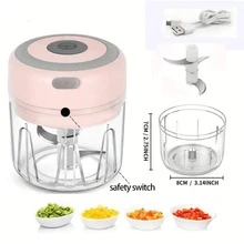 250ml Electric Garlic Grinder, Portable Mini Meat Puree Machine, Electric Food Processing Machine, Garlic Chopper, Onion Vegetable Chopper, Suitable For Chili, Meat, Spices, Garlic, Ginger