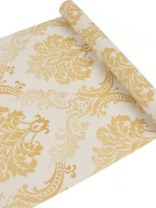1 Roll Gold European Style Self-Adhesive Wallpaper, PVC Peel And Stick Wallpaper, Thick Waterproof Easy To Apply And Remove, Suitable For Bedroom, Living Room, Ceiling, Countertop, Cabinet, Furniture And Home Renovation, Easy To Cut And Install - Multicolor - View 5
