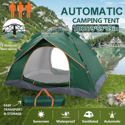 1pc 2-3 Persons Instant Automatic Pop Up Camping Tent Uv Protection, Waterproof, Outdoor Easy Set Up Automatic Family Travel Tent,Outdoor Easy Set Up Automatic Family Travel Tent,Perfect For Beach, Outdoor, Traveling, Hiking, Camping, Hunting, Fishing