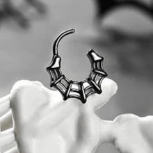 SENLANSP 1 件 316L 不锈钢独特蜘蛛网隔膜环/软骨/耳钉/耳夹珠宝/海螺穿孔/耳夹，恐怖万圣节珠宝，男女通用 - 鼻環 - 查看 12