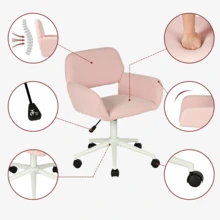 Meubles Cosy 桌椅套裝 - 可折疊電腦桌和 360° 旋轉椅，可調節高度，適用於辦公室、家庭、工作站，金屬框架，80 x 40 x 74 厘米和 56 x 60 x 77-87 厘米，，禮物，粉紅色和原木色返校 - 彩色 - 查看 5