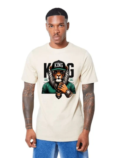 CAMISETA MASCULINA ALGODÃO ESTAMPADA LEÃO KING