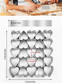 25 件梅花 & 心 & 鱼形不锈钢饼干模具，DIY 迷你饼干手工饼干翻糖模具