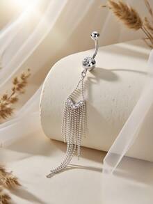 1 件时尚性感长流苏锆石肚脐环，女士身体穿孔首饰，派对配饰 - 流蘇 - 查看 1